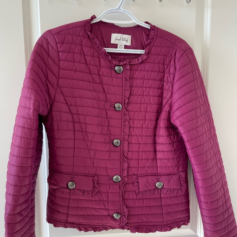 Joseph Ribkoff Magenta Quilted Puffer Coat